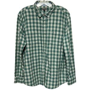 Toad & Co The Flannagan Button-Up Shirt Large Green Plaid Organic Cotton Flannel